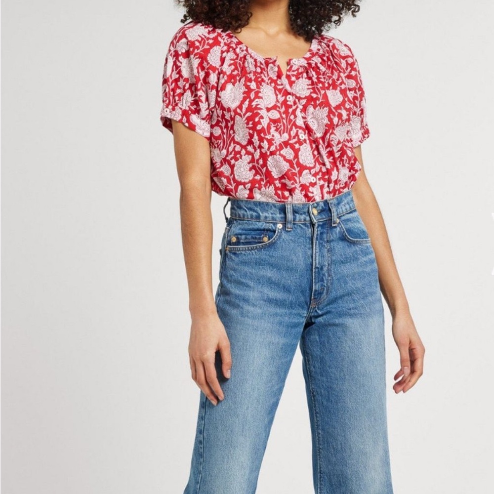 Mille - Naomi Top (Red Zinnia) Red Floral Blouse